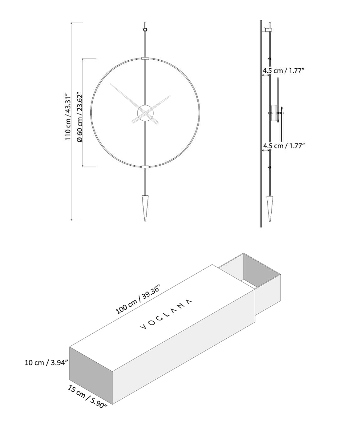 Size chart for Pendulo 60